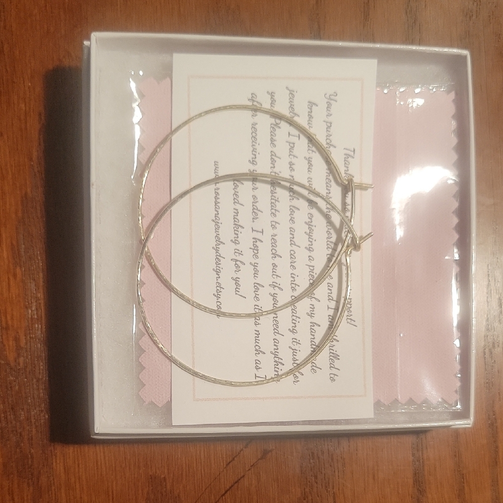 Hamdmade 2" Sterling Silver Hoop Earrings